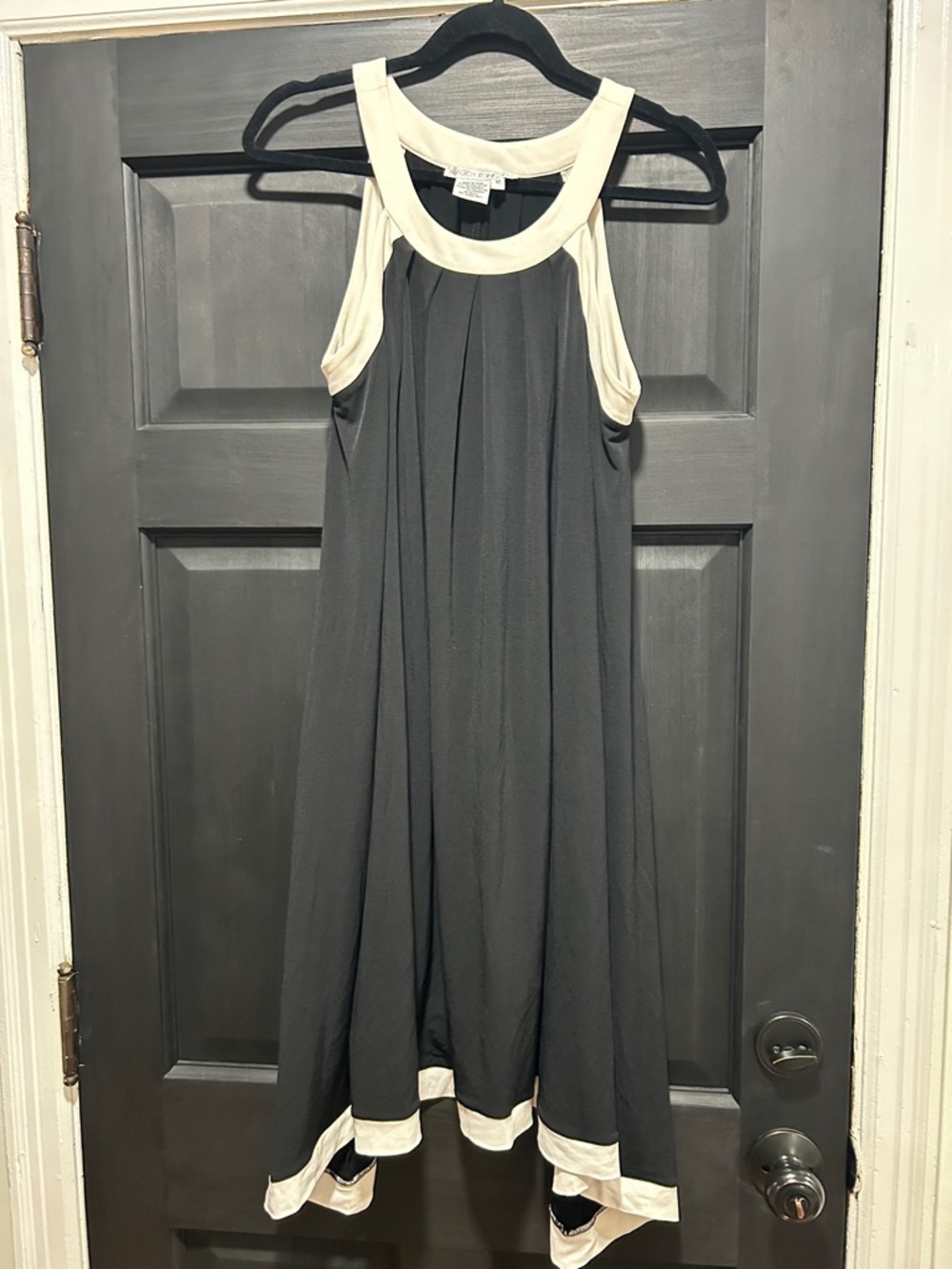 Maggy London Black Dress with Cream Trimmed Neckline